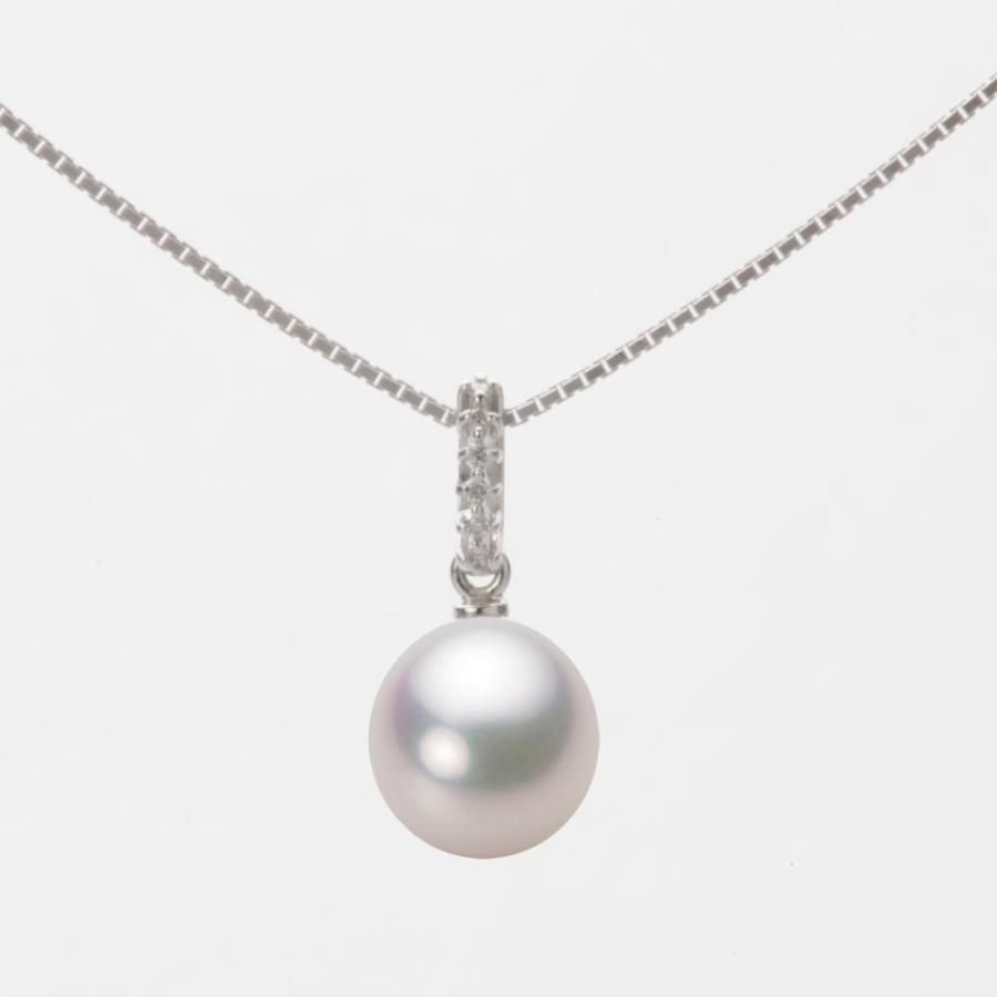 [ムーンレーベル 公式] 一粒 パールネックレス レディース 8.0mm アコヤ 真珠 ペンダント K18WG ホワイトゴールド HA00080D12WPG1495W