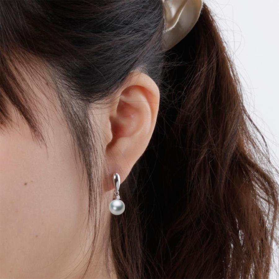 [ムーンレーベル 公式] パール ピアス レディース ぶら下がり あこや真珠 8.0mm アコヤ 真珠 ピアス K18WG ホワイトゴールド  HA00080R12SG0638DWの画像