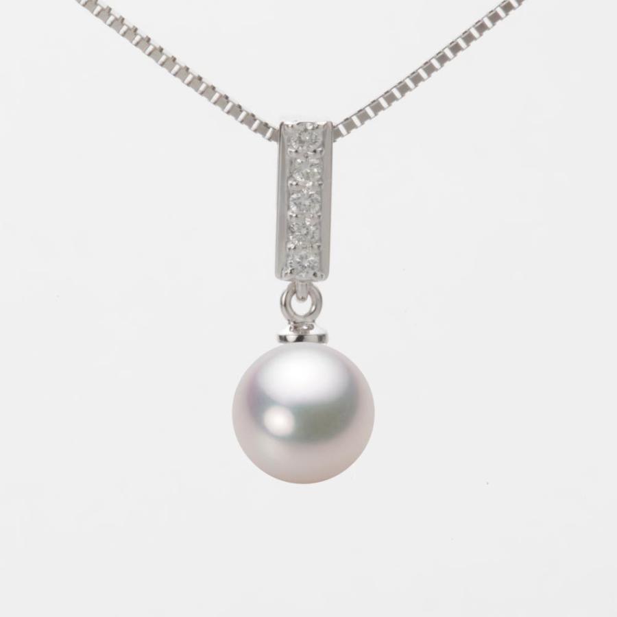 [ムーンレーベル 公式] 一粒 パールネックレス レディース 8.0mm アコヤ 真珠 ペンダント K18WG ホワイトゴールド HA00080R12WPG314W0