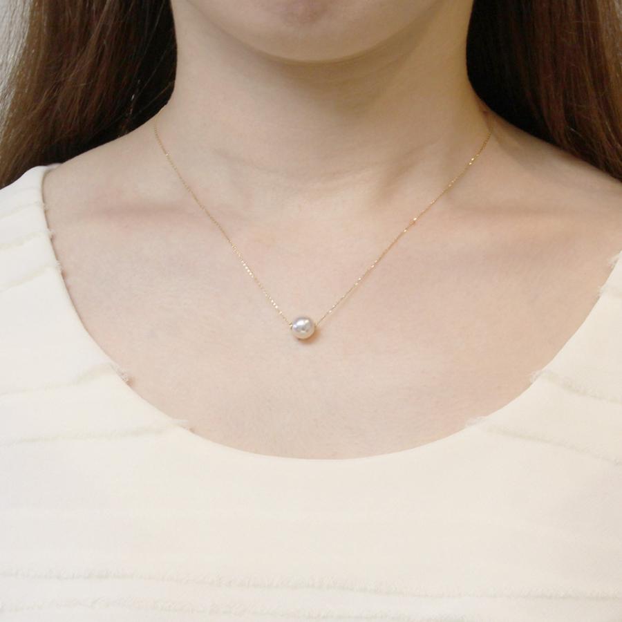 [ムーンレーベル 公式] パール ネックレス 一粒 あこや真珠 8.0mm アコヤ 真珠 ペンダント K18 イエローゴールド レディース HA00080R33WPGA03YSの画像