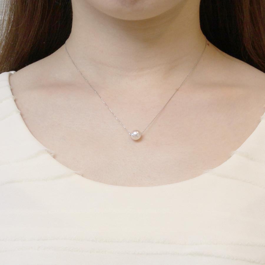 [ムーンレーベル 公式] パール ネックレス 一粒 あこや真珠 8.0mm アコヤ 真珠 ペンダント K18WG ホワイトゴールド レディース HA00080R33WPNA03WSの画像