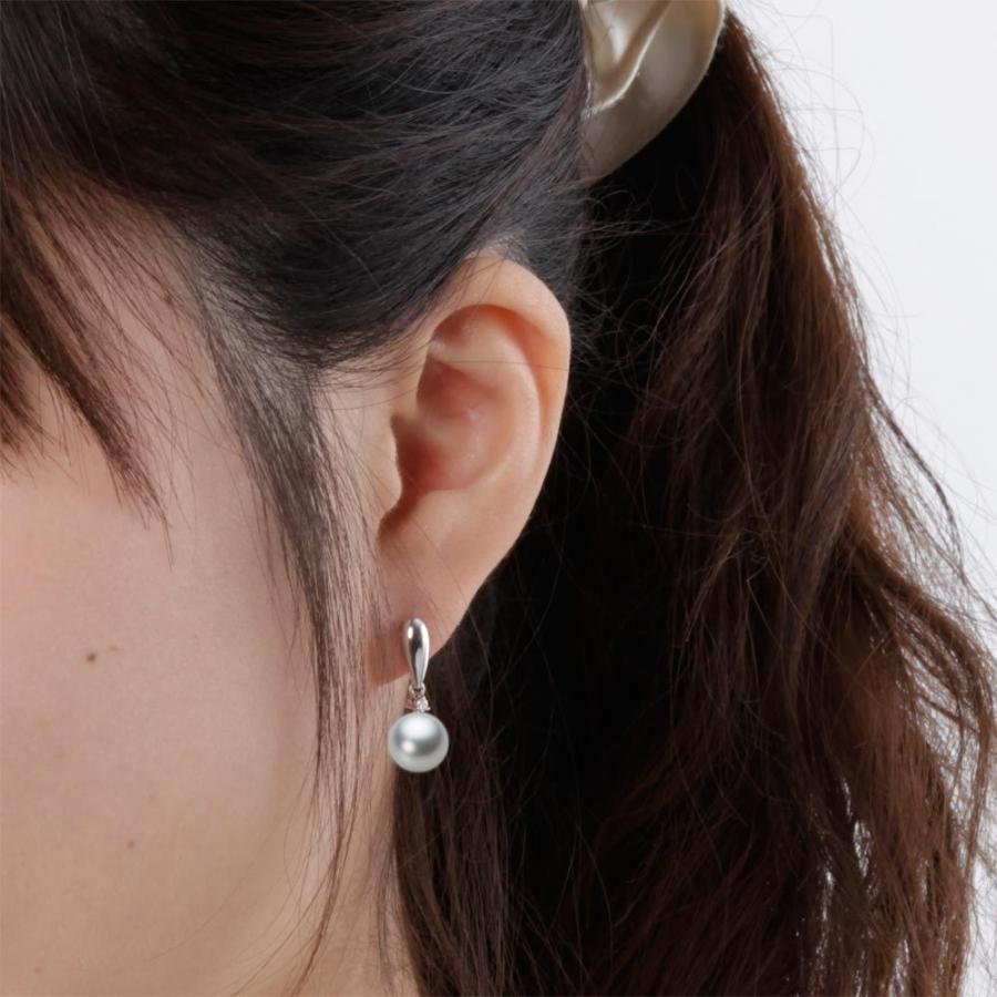 [ムーンレーベル 公式] パール ピアス レディース ぶら下がり あこや真珠 8.5mm アコヤ 真珠 ピアス K18WG ホワイトゴールド  HA00085R12SG0638DWの画像