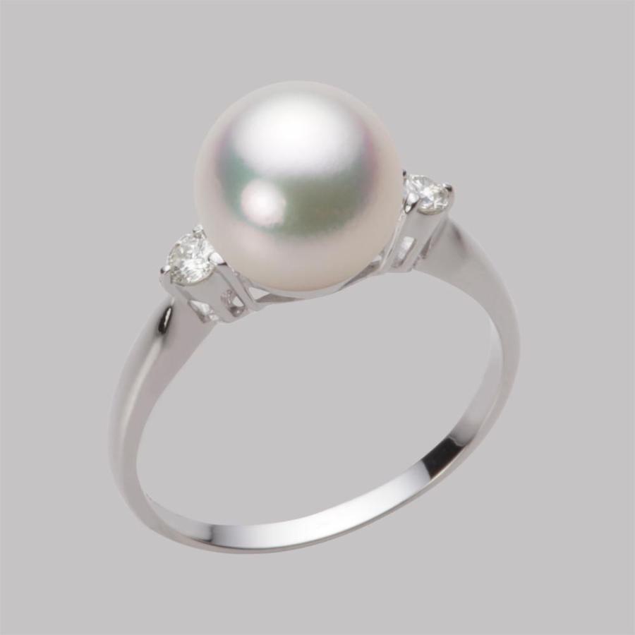 [ムーンレーベル 公式] パール 指輪 レディース 9.0mm アコヤ 真珠 リング PT900 プラチナ HA00090R11CW0D02P9