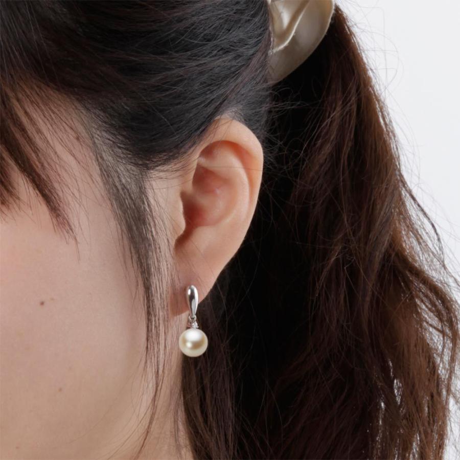 [ムーンレーベル 公式] パール ピアス レディース ぶら下がり あこや真珠 9.0mm アコヤ 真珠 ピアス K18WG ホワイトゴールド  HA00090R13NG0638DWの画像