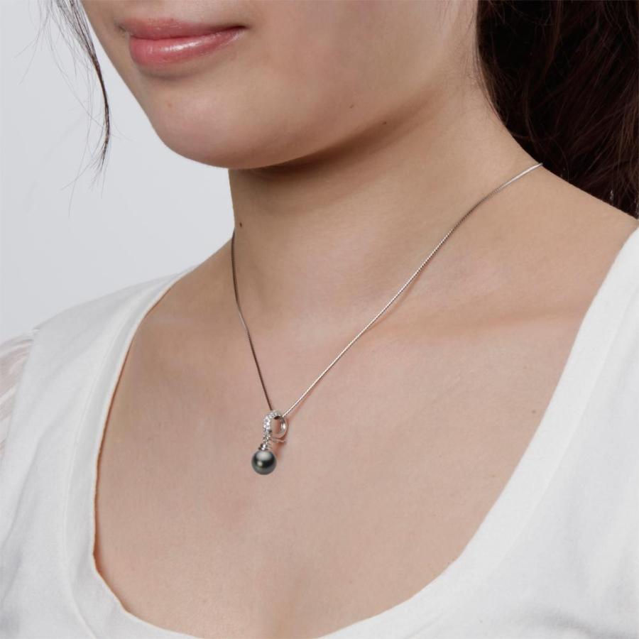 ブラックパール 8mm 黒蝶 真珠 ペンダント トップ K18WG ホワ 