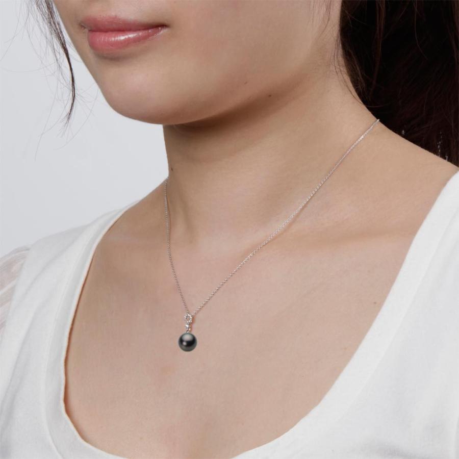 ムーンレーベル 公式] ブラックパール ネックレス 9mm 黒蝶 真珠