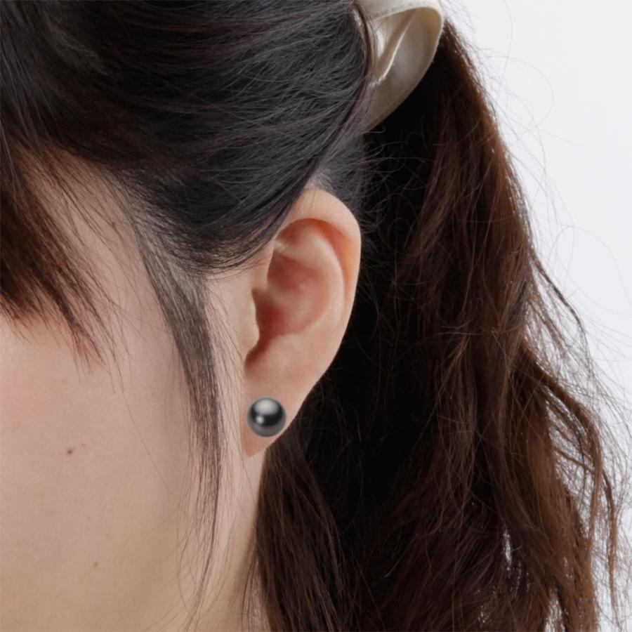 [ムーンレーベル 公式] ブラックパール ピアス 9mm 黒蝶 真珠 ピアス K14WG ホワイトゴールド レディース NB00009R12BK0PA01W