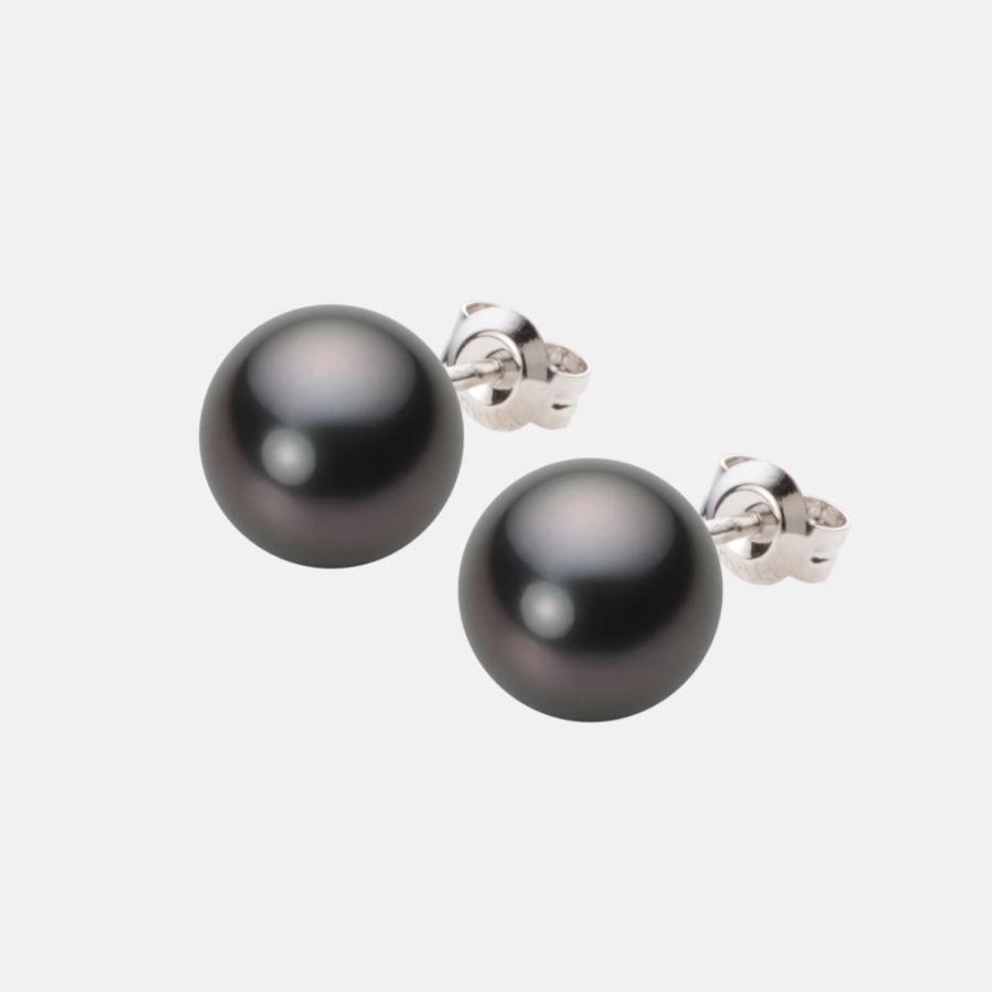 [ムーンレーベル 公式] ブラックパール ピアス 9mm 黒蝶 真珠 ピアス PT900 プラチナ レディース NB00009R12BK0PA08P