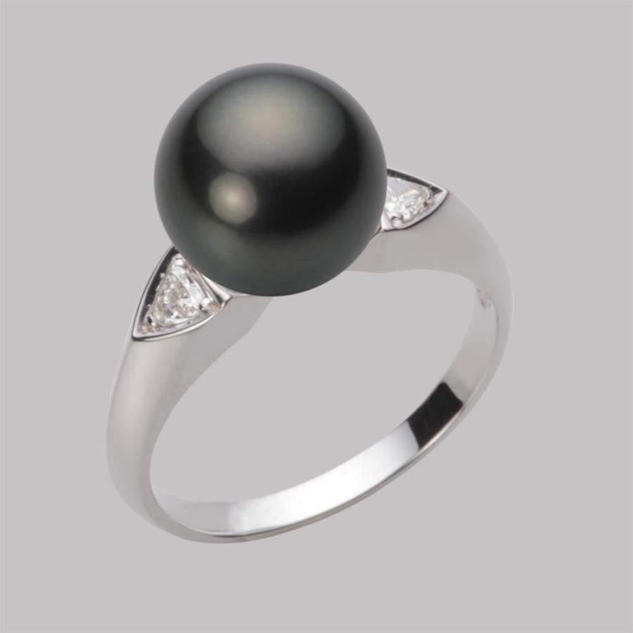 [ムーンレーベル 公式] ブラックパール 指輪 10mm 黒蝶 真珠 リング PT900 プラチナ レディース NB00010R11BK0D01P0