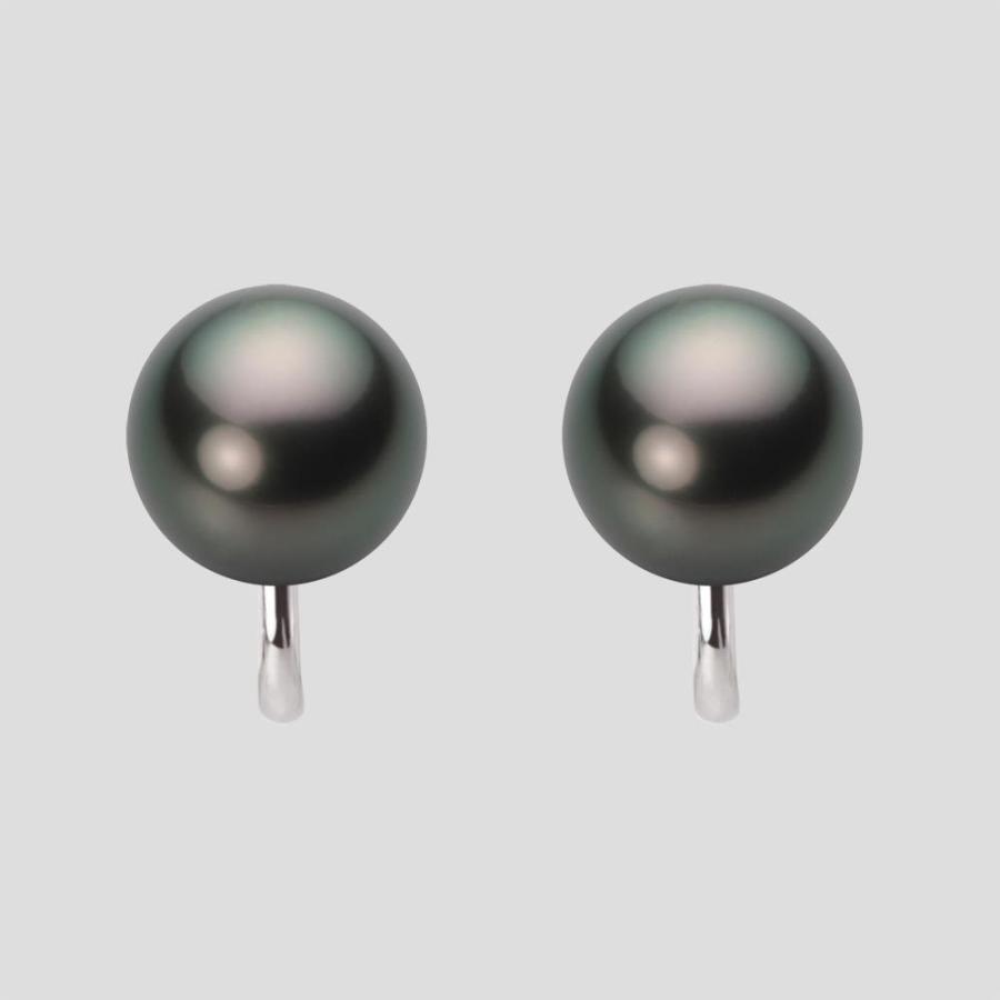 [ムーンレーベル 公式] ブラックパール イヤリング 10mm 黒蝶 真珠 イヤリング K14WG ホワイトゴールド レディース NB00010R11PC0Y04W0