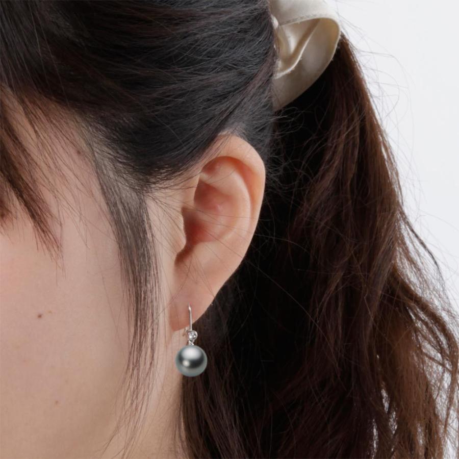 [ムーンレーベル 公式] ブラックパール ピアス 10mm 黒蝶 真珠 ピアス K18WG ホワイトゴールド レディース NB00010R13DG0885W0の画像
