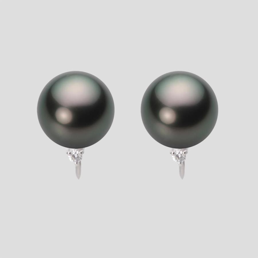 [ムーンレーベル 公式] ブラックパール イヤリング 10mm 黒蝶 真珠 イヤリング K18WG ホワイトゴールド レディース NB00010R21PC0635WM