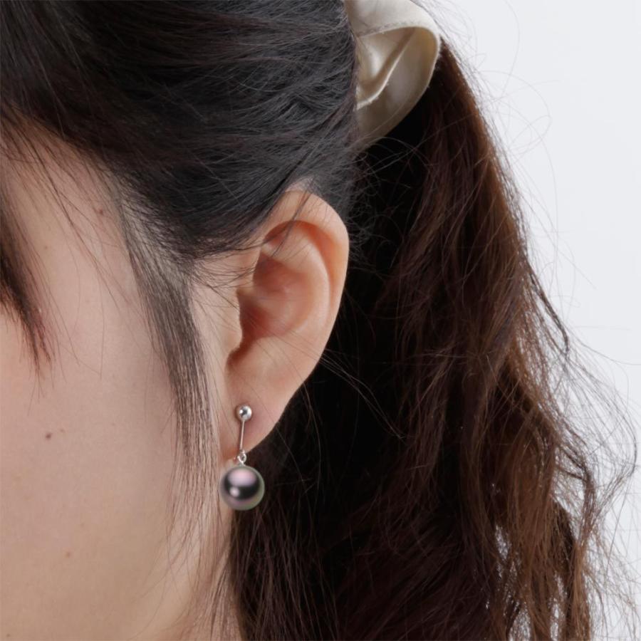[ムーンレーベル 公式] ブラックパール イヤリング 10mm 黒蝶 真珠 イヤリング K14WG ホワイトゴールド レディース NB00010R21RB0Y12W0の画像
