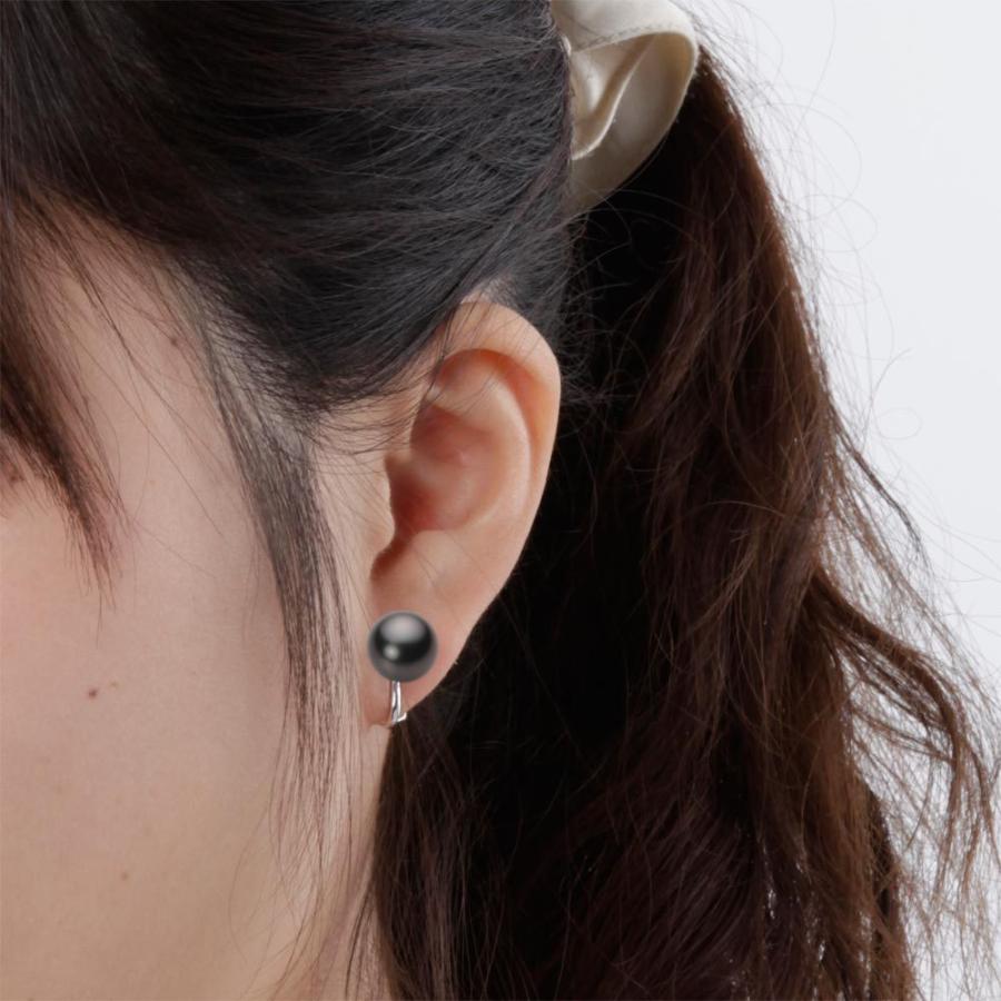 [ムーンレーベル 公式] ブラックパール イヤリング 10mm 黒蝶 真珠 イヤリング K14WG ホワイトゴールド レディース NB00010R22BK0Y04W0の画像