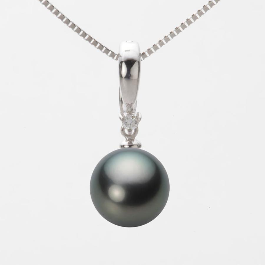 [ムーンレーベル 公式] ブラックパール ネックレス 10mm 黒蝶 真珠 ペンダント K18WG ホワイトゴールド レディース NB00010R22DG0334W0