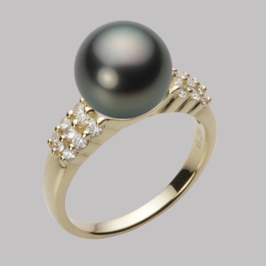 [ムーンレーベル 公式] ブラックパール 指輪 10mm 黒蝶 真珠 リング K18 イエローゴールド レディース NB00010R22PC0D04Y0