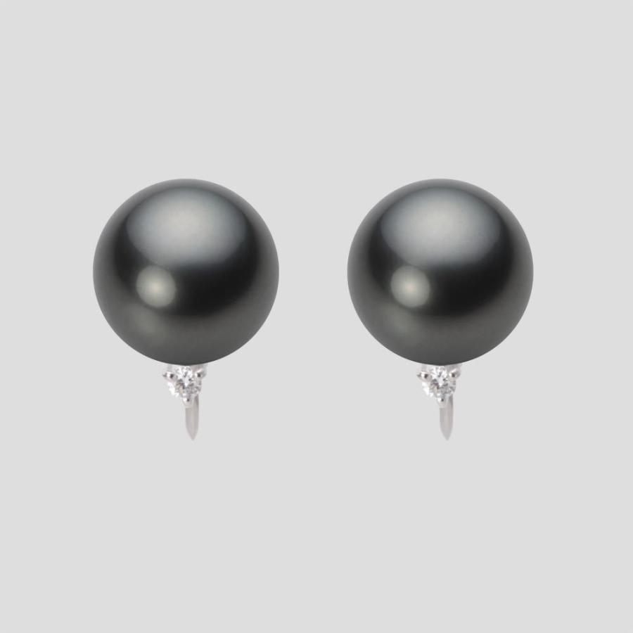 [ムーンレーベル 公式] ブラックパール イヤリング 10mm 黒蝶 真珠 イヤリング K18WG ホワイトゴールド レディース NB00010R23BK0635WM