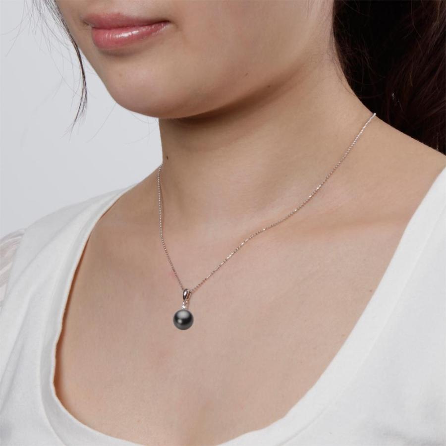 [ムーンレーベル 公式] ブラックパール ネックレス 10mm 黒蝶 真珠 ペンダント K18WG ホワイトゴールド レディース NB00010R23PC0904W0の画像
