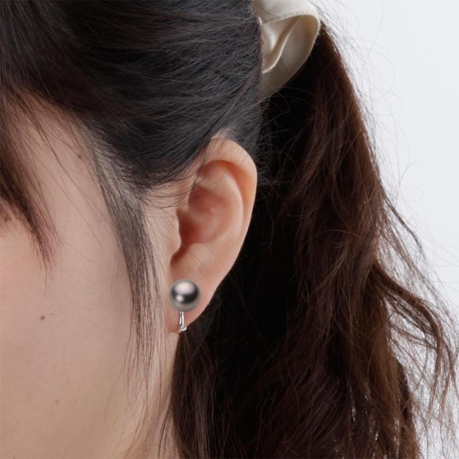 [ムーンレーベル 公式] ブラックパール イヤリング 10mm 黒蝶 真珠 イヤリング K14WG ホワイトゴールド レディース NB00010R23RB0Y04W0の画像