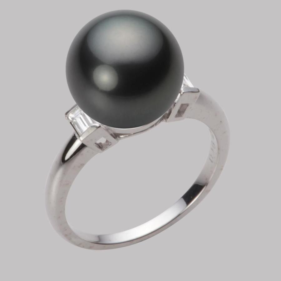 [ムーンレーベル 公式] ブラックパール 指輪 11mm 黒蝶 真珠 リング K18WG ホワイトゴールド レディース NB00011R11BK0D03W1