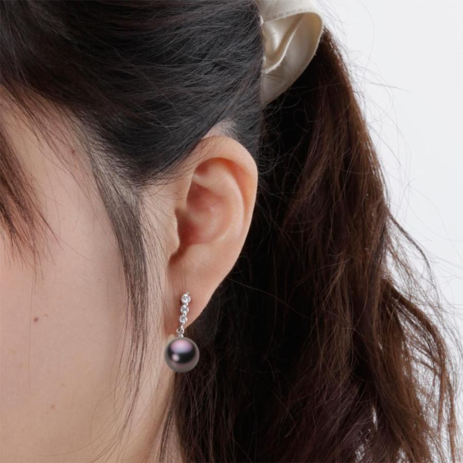 ムーンレーベル 公式] ブラックパール イヤリング 11mm 黒蝶 真珠