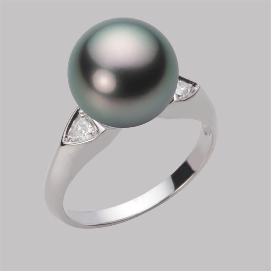 [ムーンレーベル 公式] ブラックパール 指輪 11mm 黒蝶 真珠 リング PT900 プラチナ レディース NB00011R12DG0D01P1