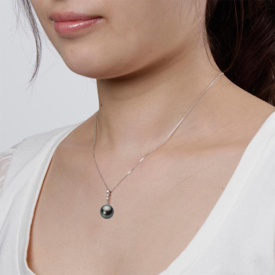 海外販売× 11mm 黒蝶 真珠 ペンダント K18WG ホワイトゴールド