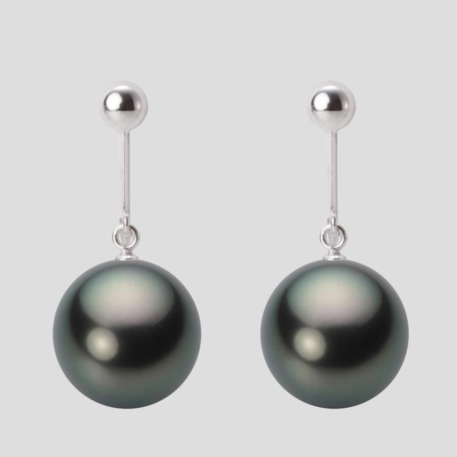 [ムーンレーベル 公式] ブラックパール イヤリング 11mm 黒蝶 真珠 イヤリング K14WG ホワイトゴールド レディース NB00011R21PC0Y12W0
