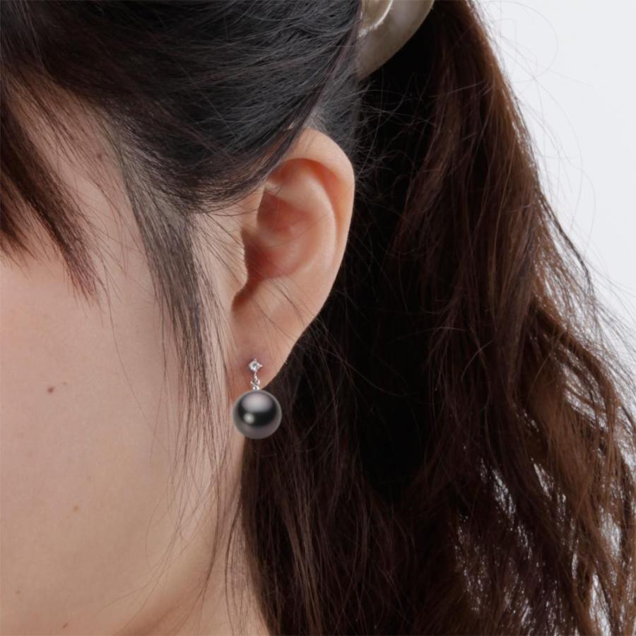 [ムーンレーベル 公式] ブラックパール ピアス 11mm 黒蝶 真珠 ピアス K18WG ホワイトゴールド レディース NB00011R22BK0514W0の画像