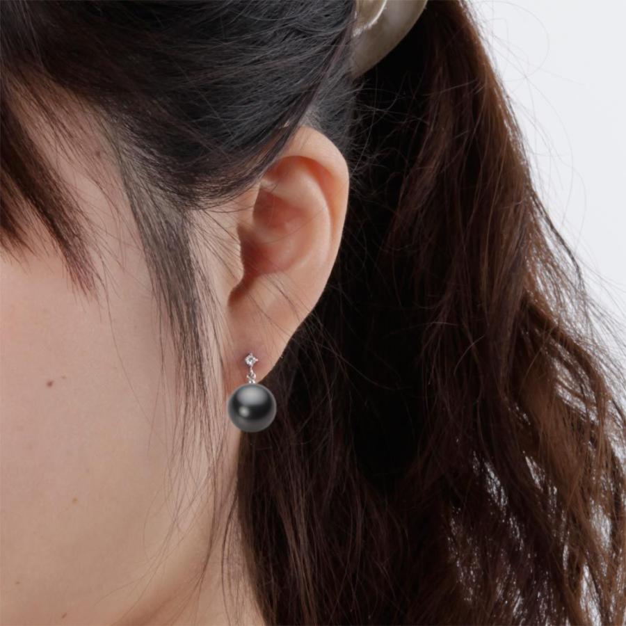 [ムーンレーベル 公式] ブラックパール ピアス 11mm 黒蝶 真珠 ピアス K18WG ホワイトゴールド レディース NB00011R23BK0514W0の画像