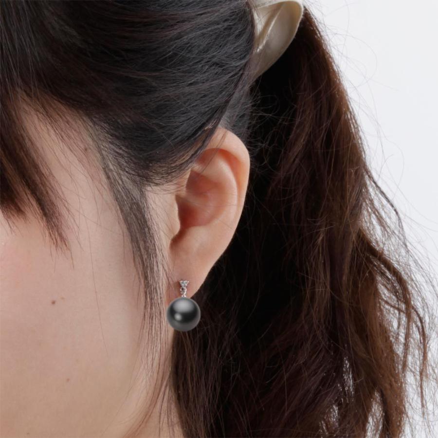 [ムーンレーベル 公式] ブラックパール ピアス 11mm 黒蝶 真珠 ピアス K18WG ホワイトゴールド レディース NB00011R23BK0617W0の画像
