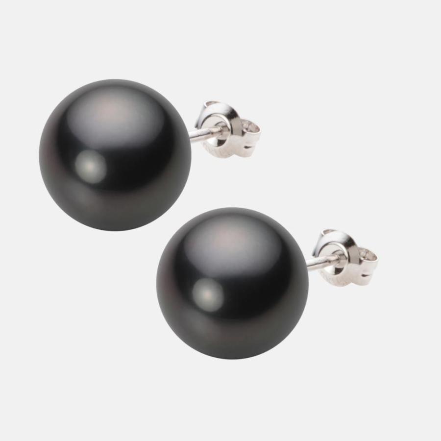 ムーンレーベル 公式] ブラックパール ピアス 12mm 黒蝶 真珠 PT900