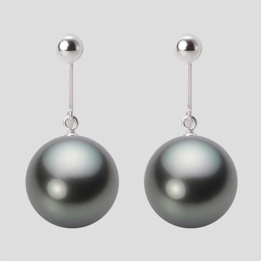 [ムーンレーベル 公式] ブラックパール イヤリング 12mm 黒蝶 真珠 イヤリング K14WG ホワイトゴールド レディース NB00012R13DG0Y12W0