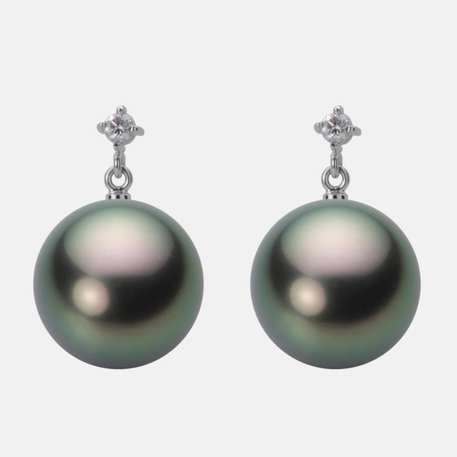 ブラックパール ピアス 12mm 黒蝶 真珠 ピアス K18WG ホワイトゴールド レディース NB00012R21PC0514W0