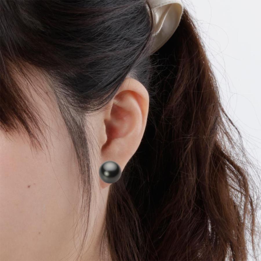 [ムーンレーベル 公式] ブラックパール ピアス 12mm 黒蝶 真珠 ピアス PT900 プラチナ レディース NB00012R23PC0PA08Pの画像