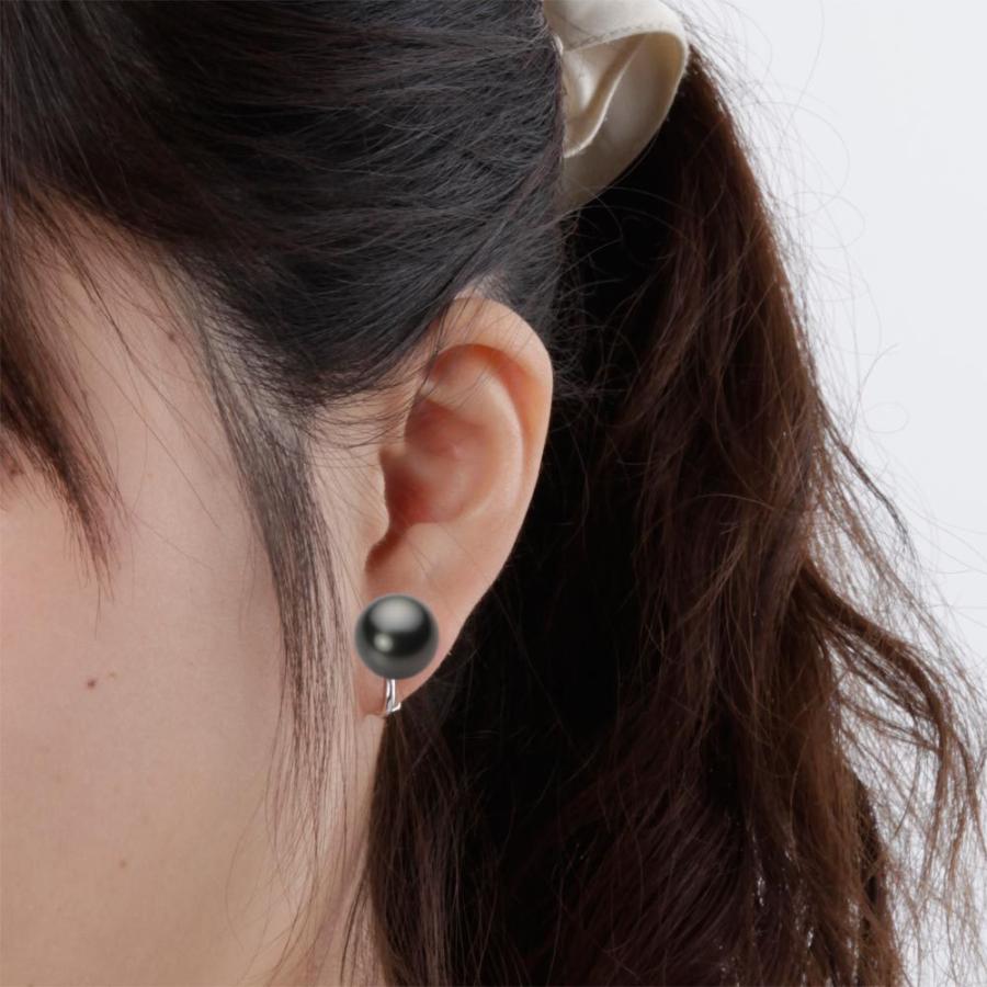 [ムーンレーベル 公式] ブラックパール イヤリング 12mm 黒蝶 真珠 イヤリング K14WG ホワイトゴールド レディース NB00012R23PC0Y04W0の画像