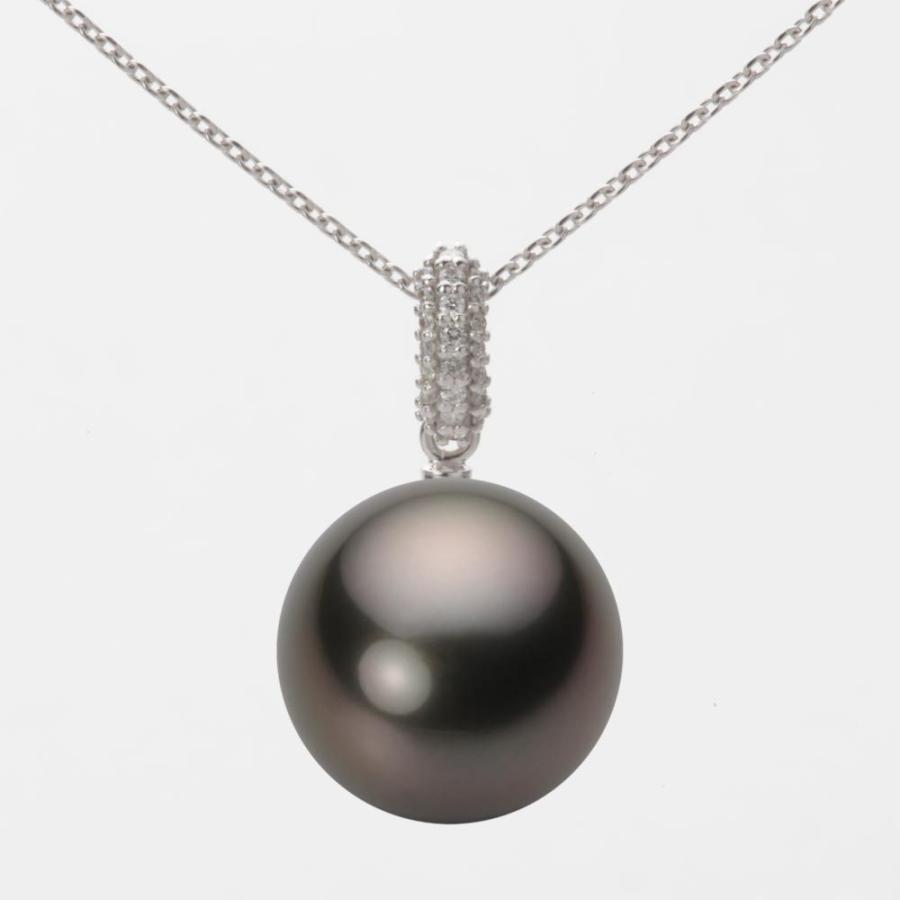 [ムーンレーベル 公式] ブラックパール ネックレス 13mm 黒蝶 真珠 ペンダント K18WG ホワイトゴールド レディース NB00013R13BK01489W