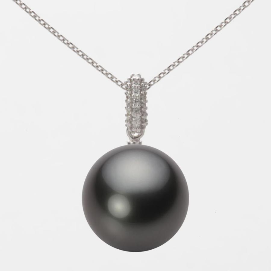 [ムーンレーベル 公式] ブラックパール ネックレス 13mm 黒蝶 真珠 ペンダント K18WG ホワイトゴールド レディース NB00013R13PC01489W