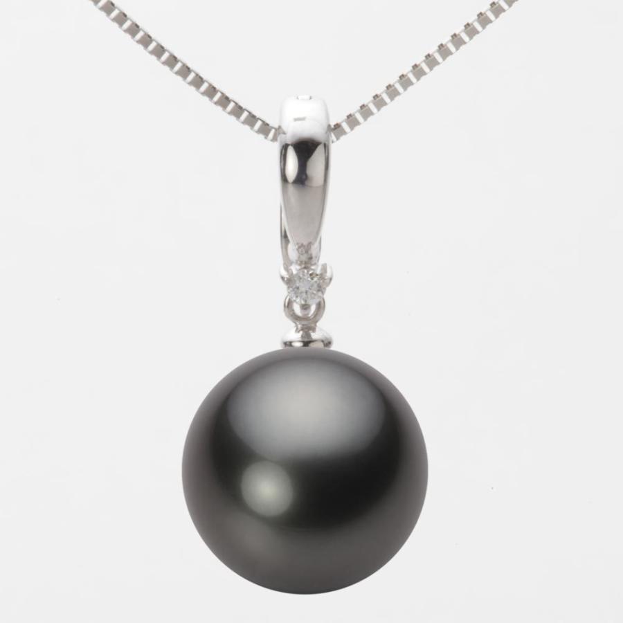 [ムーンレーベル 公式] ブラックパール ネックレス 13mm 黒蝶 真珠 ペンダント K18WG ホワイトゴールド レディース NB00013R13PC0334W0