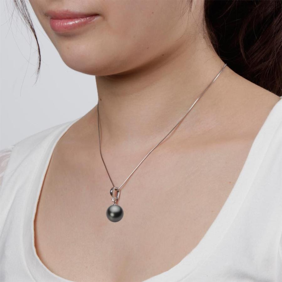 [ムーンレーベル 公式] ブラックパール ネックレス 13mm 黒蝶 真珠 ペンダント K18WG ホワイトゴールド レディース NB00013R13PC0334W0