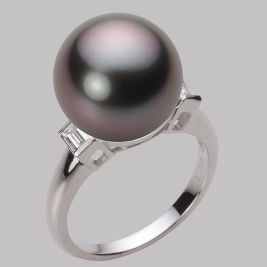 [ムーンレーベル 公式] ブラックパール 指輪 13mm 黒蝶 真珠 リング K18WG ホワイトゴールド レディース NB00013R13RB0D03W3