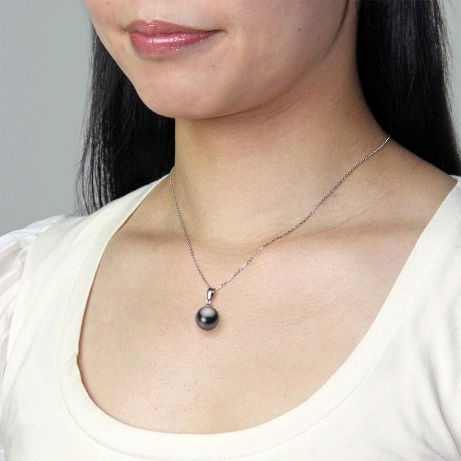 [ムーンレーベル 公式] ブラックパール 13mm 黒蝶 真珠 ペンダント トップ K18WG ホワイトゴールド レディース NB00013R13RB0ZB5LW-Tの画像