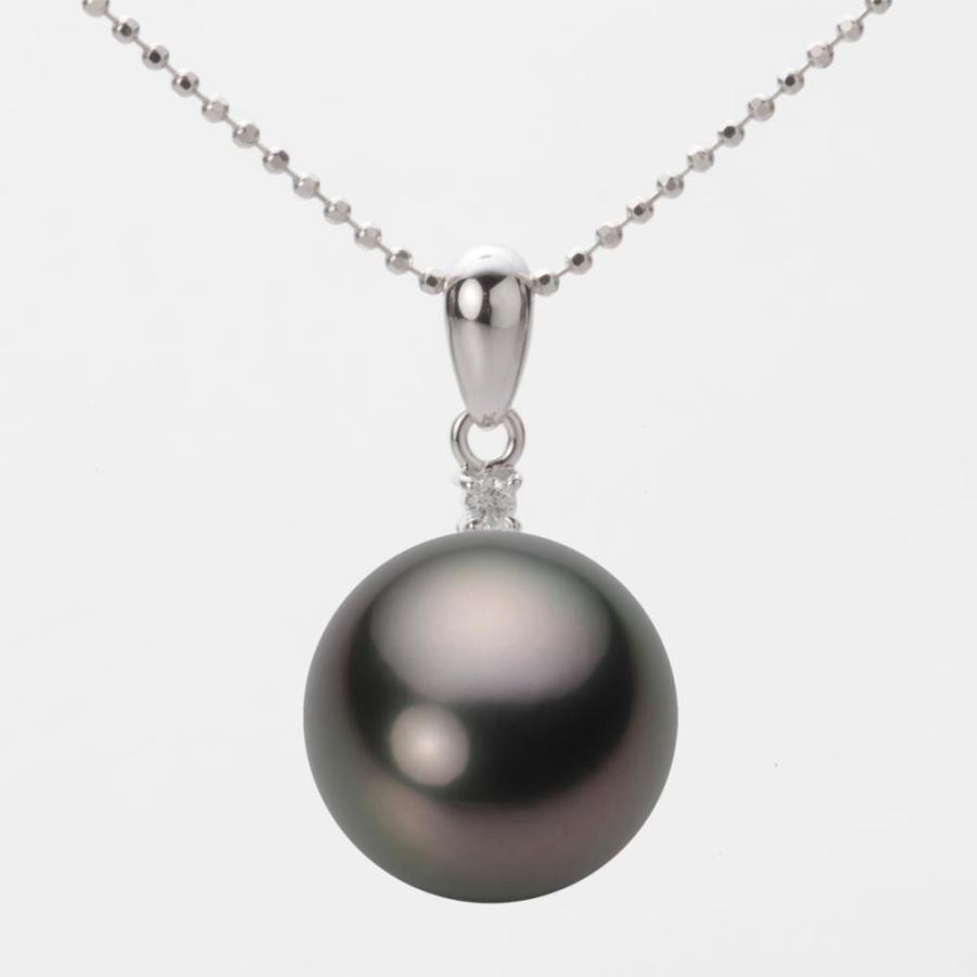 [ムーンレーベル 公式] ブラックパール ネックレス 13mm 黒蝶 真珠 ペンダント K18WG ホワイトゴールド レディース NB00013R22PC0904W0