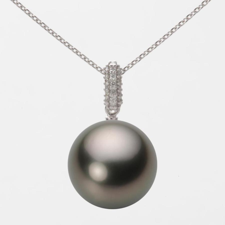 [ムーンレーベル 公式] ブラックパール ネックレス 13mm 黒蝶 真珠 ペンダント K18WG ホワイトゴールド レディース NB00013R22RB01489W