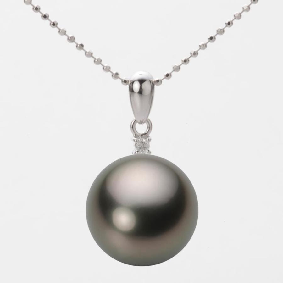 [ムーンレーベル 公式] ブラックパール ネックレス 13mm 黒蝶 真珠 ペンダント K18WG ホワイトゴールド レディース NB00013R22RB0904W0