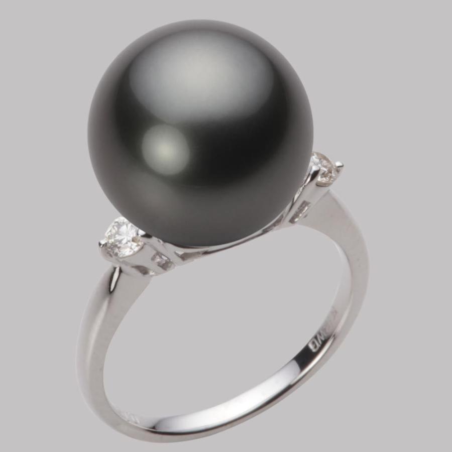 [ムーンレーベル 公式] ブラックパール 指輪 13mm 黒蝶 真珠 リング K18WG ホワイトゴールド レディース NB00013R23PC0D02W3