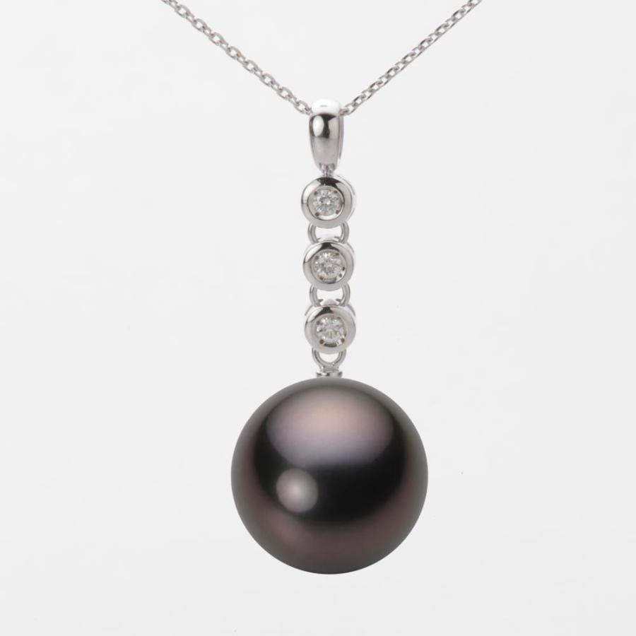 [ムーンレーベル 公式] ブラックパール 14mm 黒蝶 真珠 ペンダント トップ K18WG ホワイトゴールド レディース NB00014R12BK0789W0-T