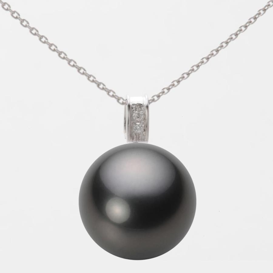 [ムーンレーベル 公式] ブラックパール ネックレス 14mm 黒蝶 真珠 ペンダント K18WG ホワイトゴールド レディース NB00014R13BK0647W0
