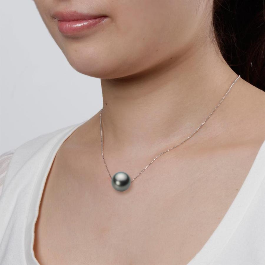 ネックレス、ペンダント [ムーンレーベル 公式] ブラックパール ネックレス 14mm 黒蝶 真珠 ペンダント K18WG ホワイトゴールド レディース NB00014R13DG0B01WS