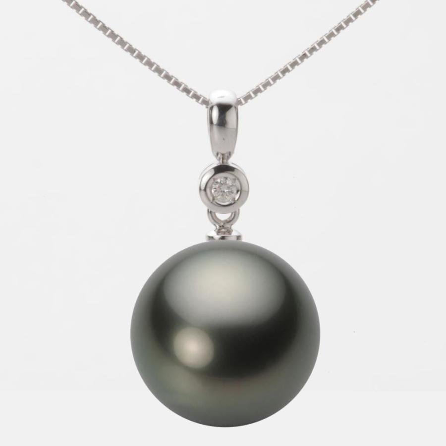 [ムーンレーベル 公式] ブラックパール 14mm 黒蝶 真珠 ペンダント トップ K18WG ホワイトゴールド レディース NB00014R13PC0725W0-T
